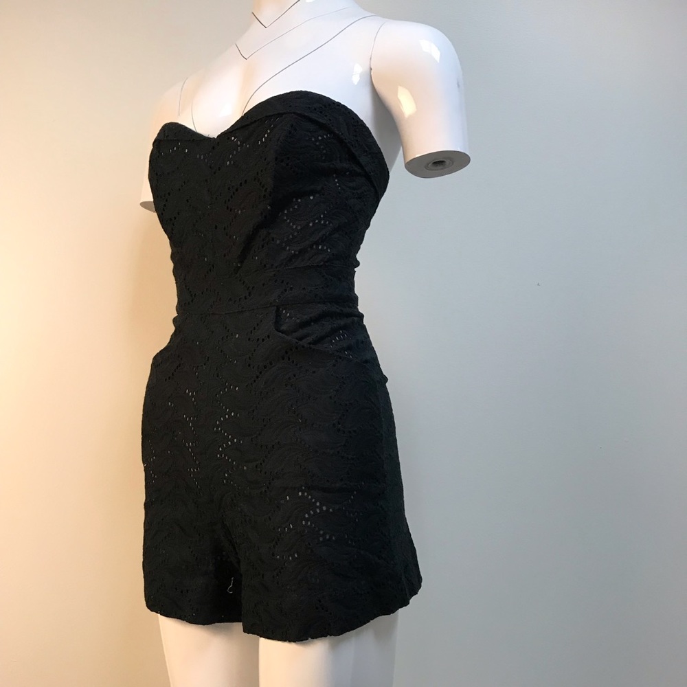 Shareen eyelet cutout black sleeveless romper